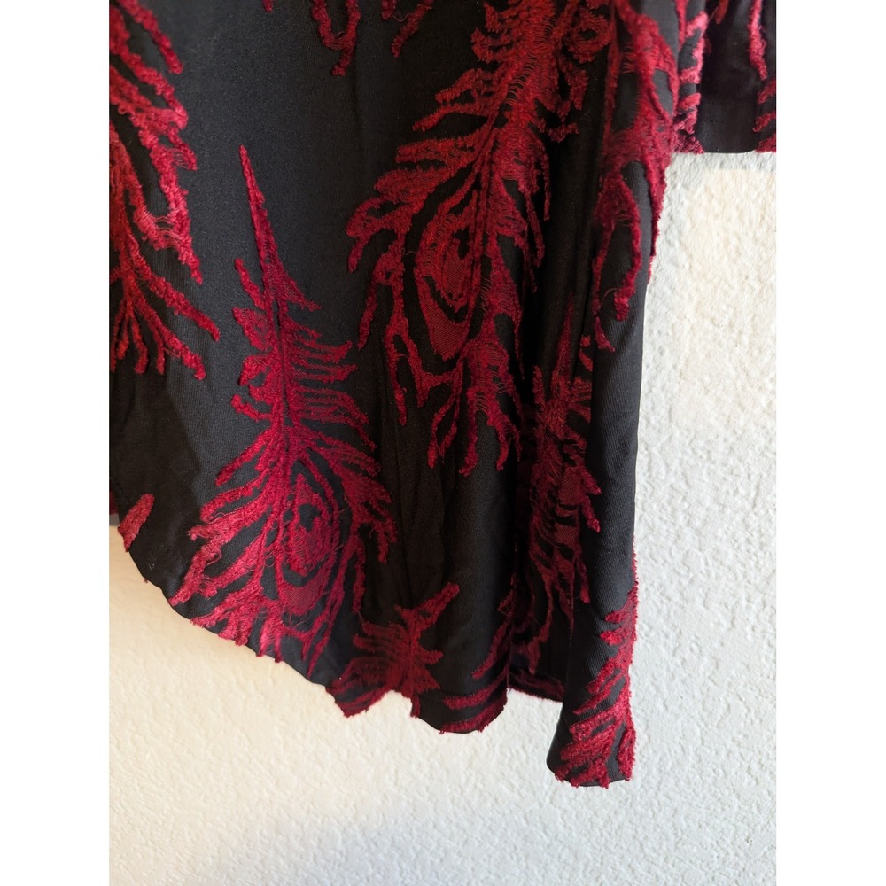 Calessa Womens XL Red‎ Blue Black Abstract Burnout Velvet Patchwork Tunic Top - Picture 6 of 15